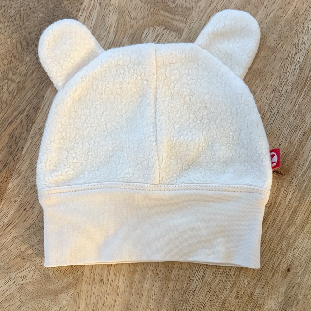 Zutano Cream Fleece Baby Hat with Ears